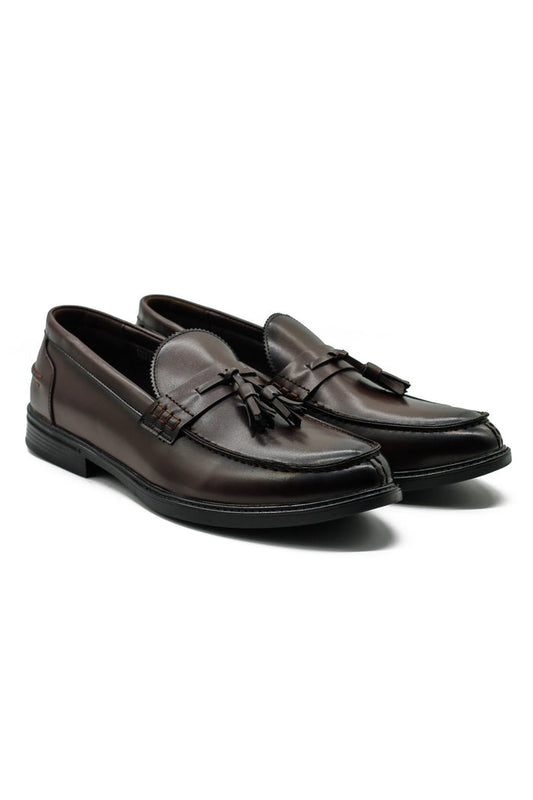 Men’s Brown Faux Leather Retro Tassel Loafers