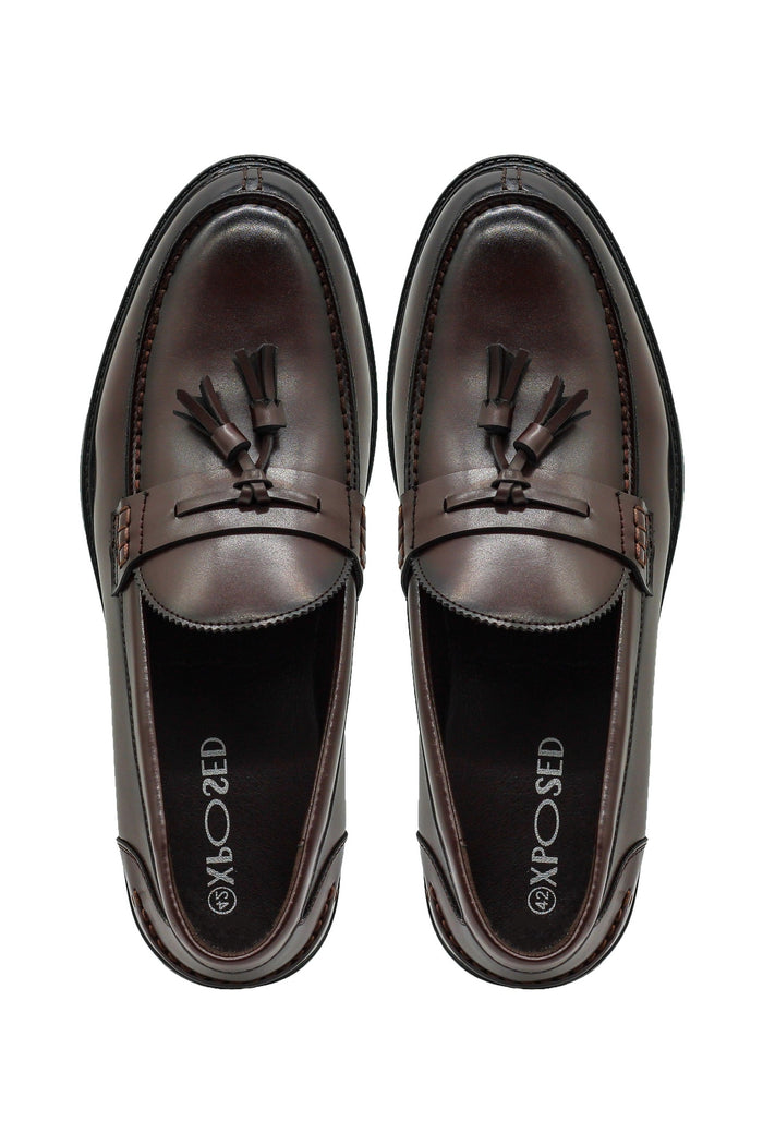 Men’s Brown Faux Leather Retro Tassel Loafers