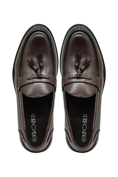 Men’s Brown Faux Leather Retro Tassel Loafers