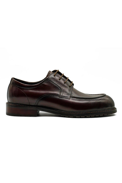 Mens Brown Leather Derby Shoes with Cleat Outsole
