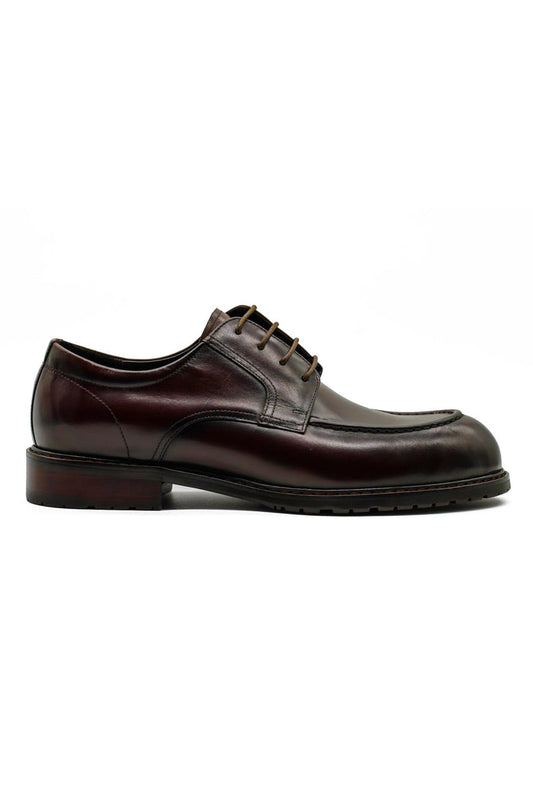 Mens Brown Leather Derby Shoes with Cleat Outsole