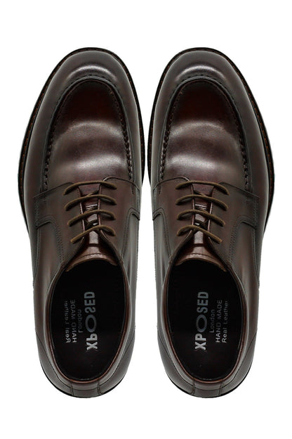 Mens Brown Leather Derby Shoes with Cleat Outsole