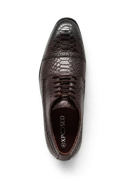 Men's Brown Printed Faux Leather Derby Dress Shoes