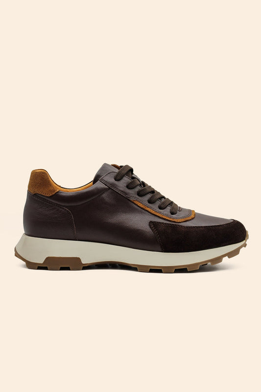 Men’s Brown Real Leather & Suede Trainers