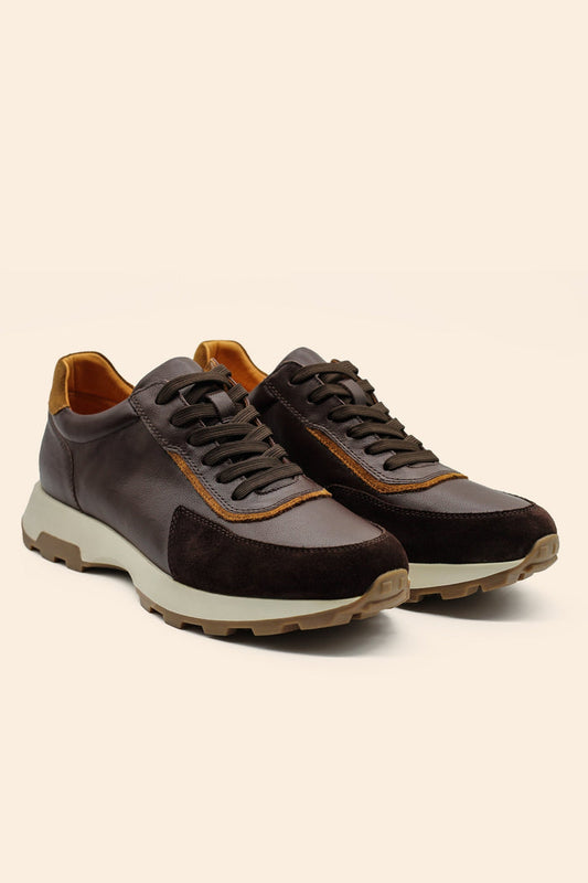 Men’s Brown Real Leather & Suede Trainers