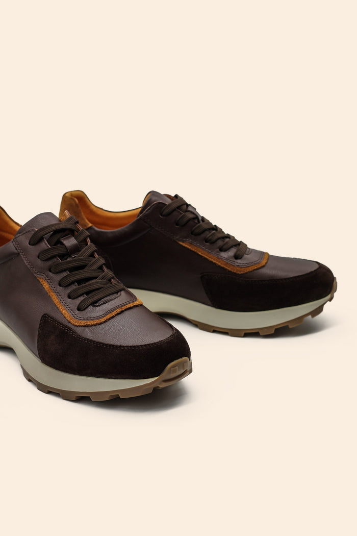 Men’s Brown Real Leather & Suede Trainers