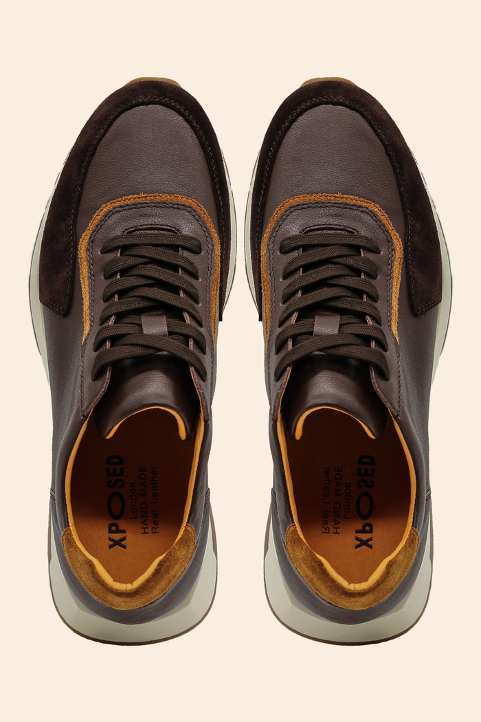Men’s Brown Real Leather & Suede Trainers