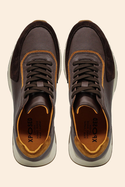 Men’s Brown Real Leather & Suede Trainers