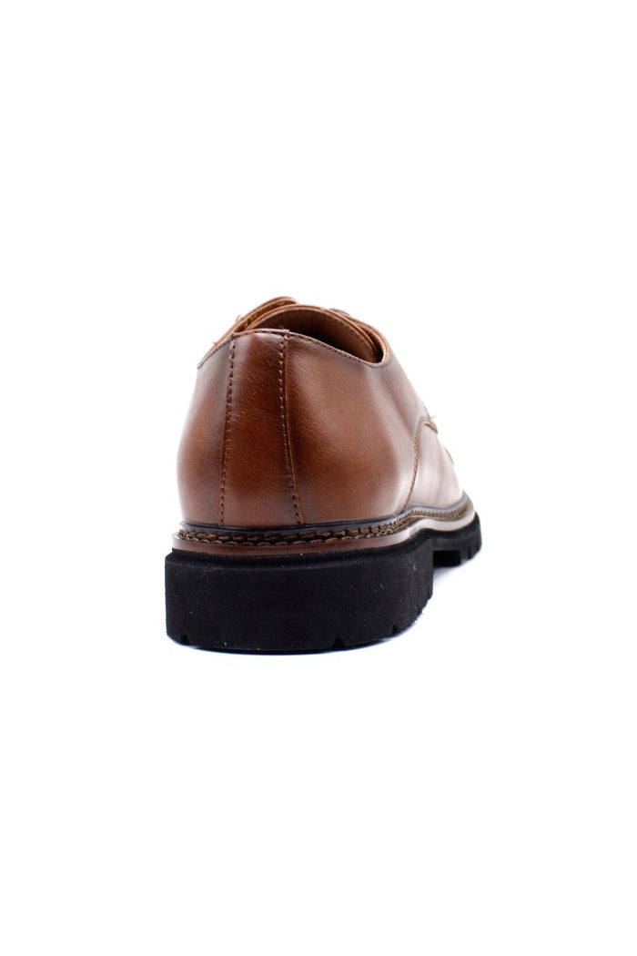 Mens Brown Round Toe Cap Derby Shoes, Rugged Sole