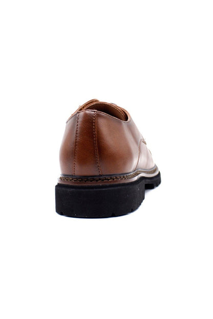 Mens Brown Round Toe Cap Derby Shoes, Rugged Sole
