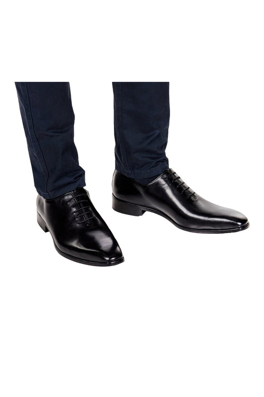 MENS CALF LEATHER WHOLE CUT OXFORD LACE UP SHOES IN BLACK
