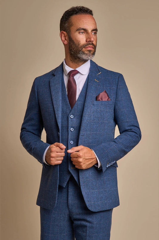 CARNEGI - BLUE TWEED CHECK BLAZER