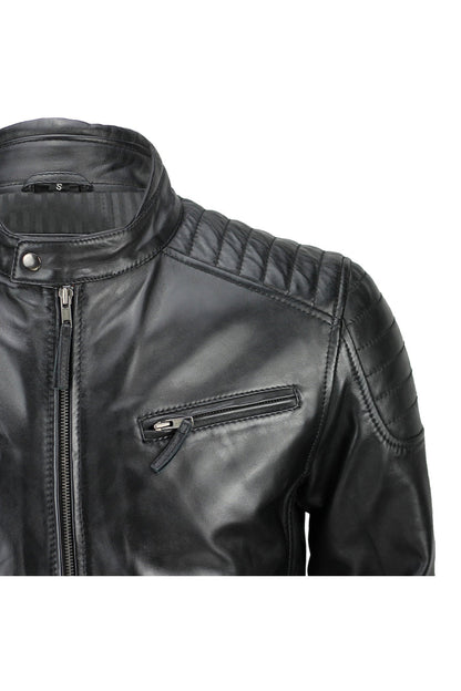 MEN'S CASUAL BIKER LEATHER JACKET