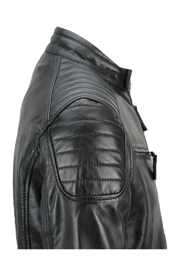 MEN'S CASUAL BIKER LEATHER JACKET
