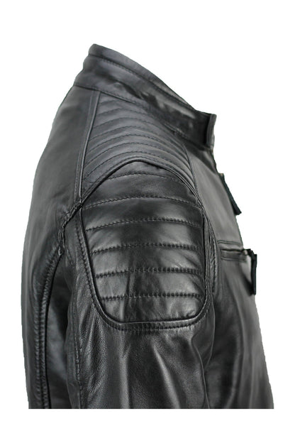MEN'S CASUAL BIKER LEATHER JACKET