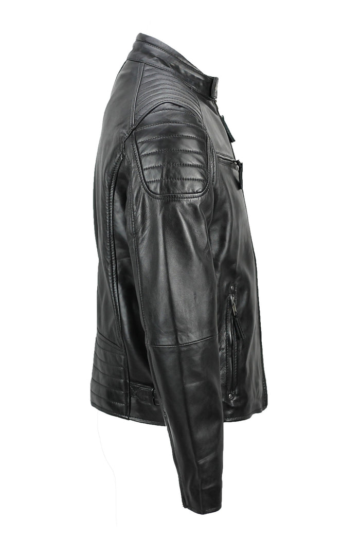 MEN'S CASUAL BIKER LEATHER JACKET