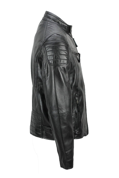 MEN'S CASUAL BIKER LEATHER JACKET