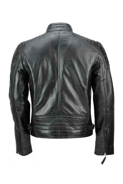 MEN'S CASUAL BIKER LEATHER JACKET