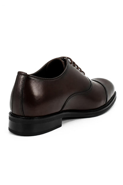 Men's Classic Brown Faux Leather Toe Cap Oxford Lace-up Shoes