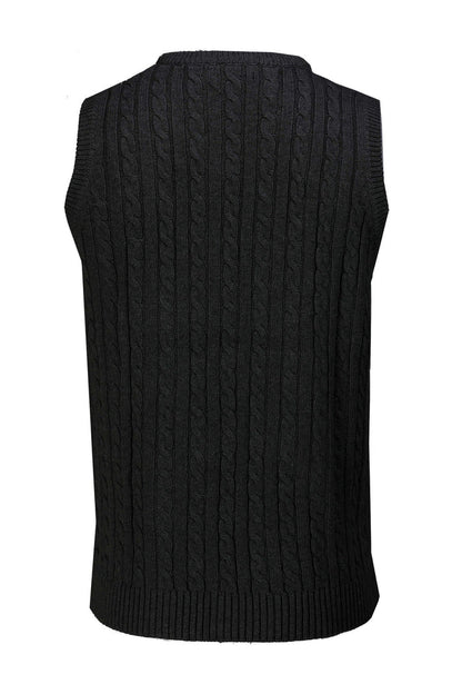 Mens Classic Knitted Sleeveless V Neck Black Jumper