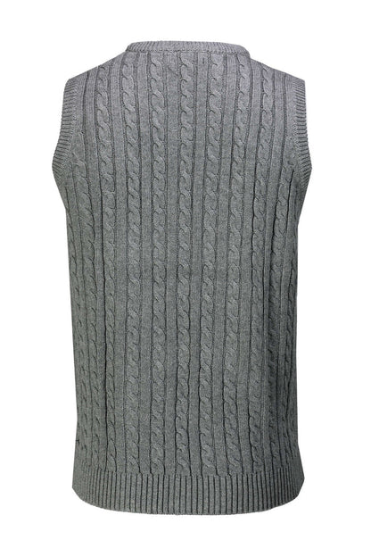 Mens Classic Knitted Sleeveless V Neck Grey Jumper