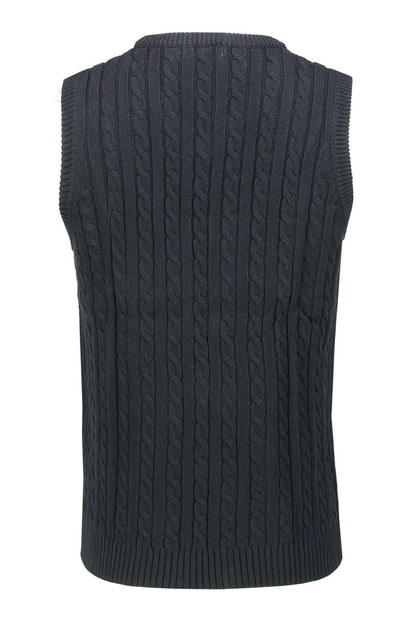 Mens Classic Knitted Sleeveless V Neck Navy Jumper