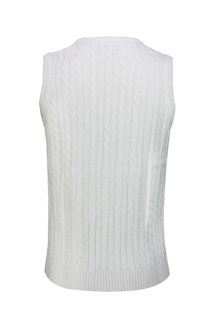Mens Classic Knitted Sleeveless V Neck White Jumper