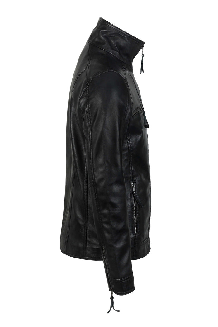 MEN'S LEATHER JACKET WITH COLLAR