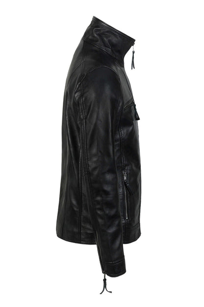 MEN'S LEATHER JACKET WITH COLLAR