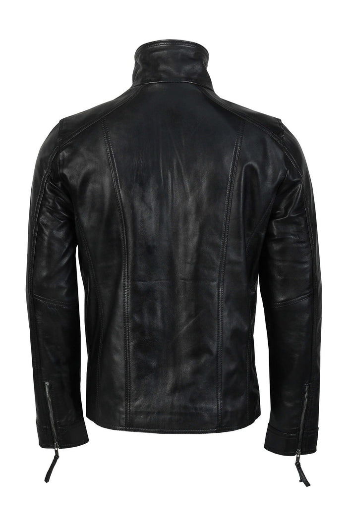 MEN'S LEATHER JACKET WITH COLLAR