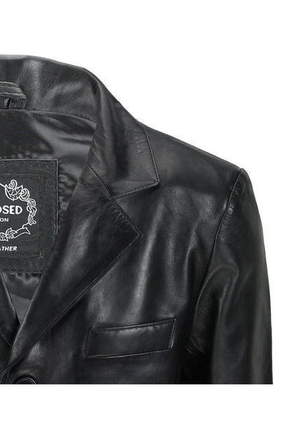 MEN’S MID LENGTH BLACK LEATHER JACKET