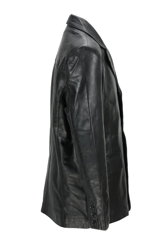 MEN’S MID LENGTH BLACK LEATHER JACKET