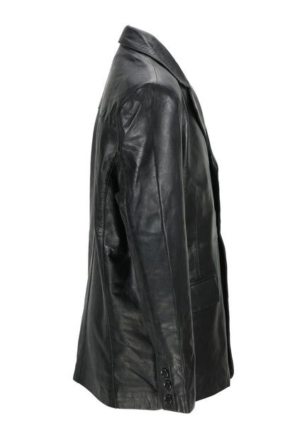 MEN’S MID LENGTH BLACK LEATHER JACKET