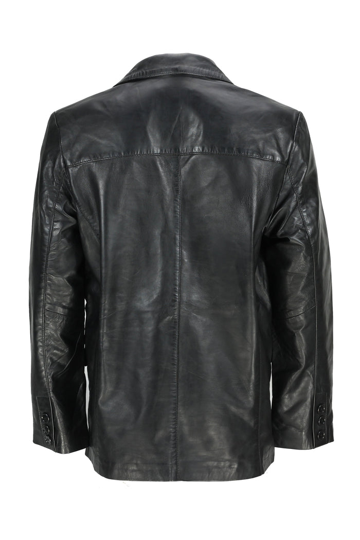MEN’S MID LENGTH BLACK LEATHER JACKET