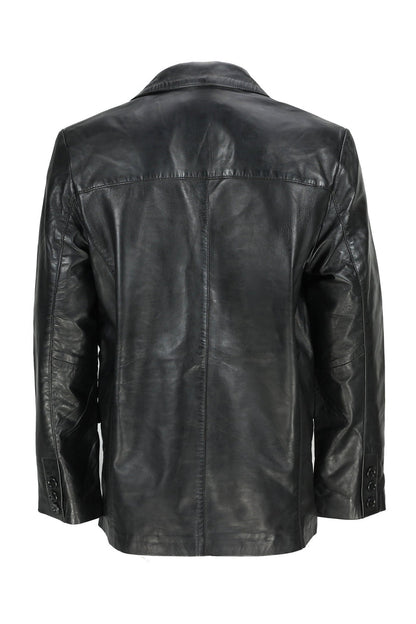 MEN’S MID LENGTH BLACK LEATHER JACKET