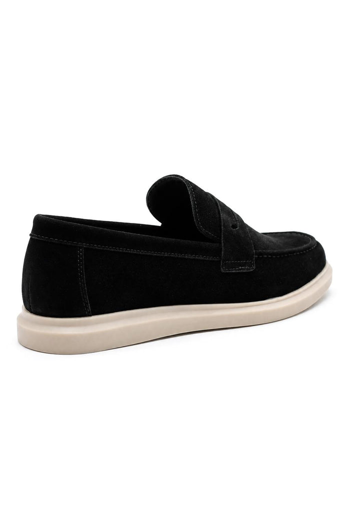 Men’s Milo Black Suede Leather Penny Loafers