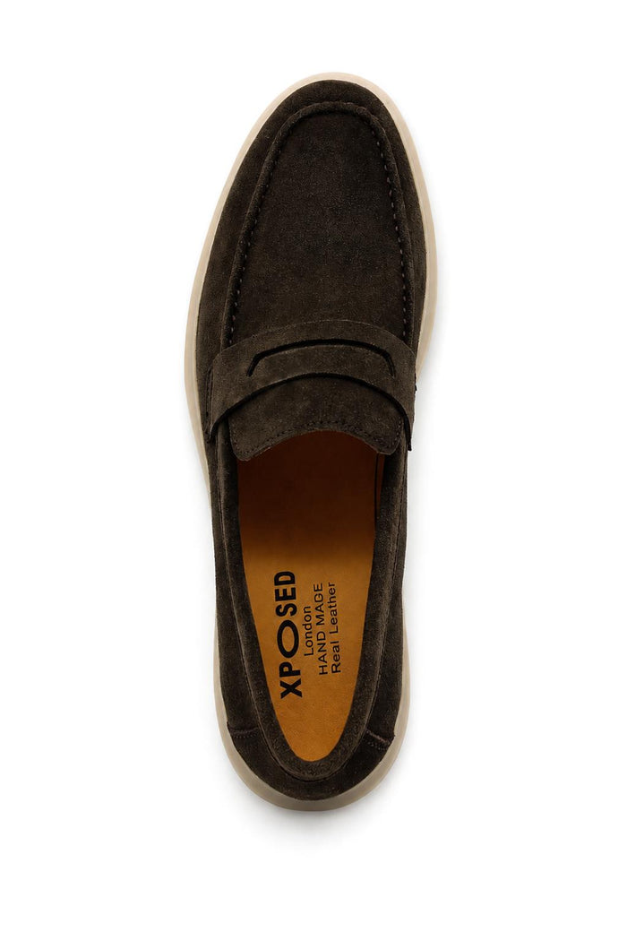 Men’s Milo Brown Suede Leather Penny Loafers