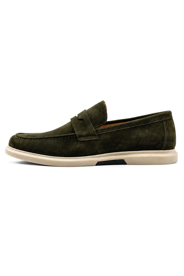 Men’s Milo Green Suede Leather Penny Loafers