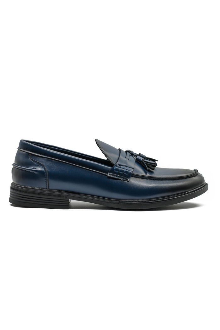 Men’s Navy Faux Leather Classic Tassel Loafers