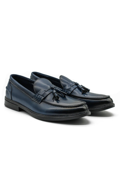 Men’s Navy Faux Leather Classic Tassel Loafers