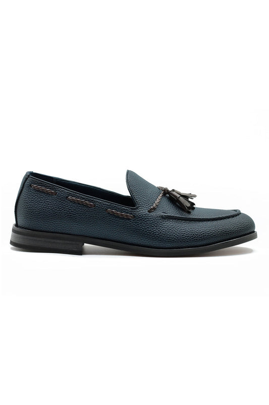 Men’s Navy Faux Leather Tassel Loafers