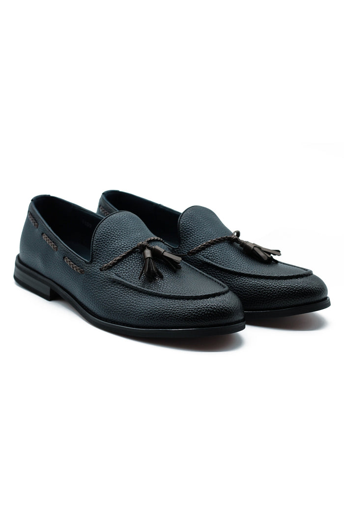 Men’s Navy Faux Leather Tassel Loafers