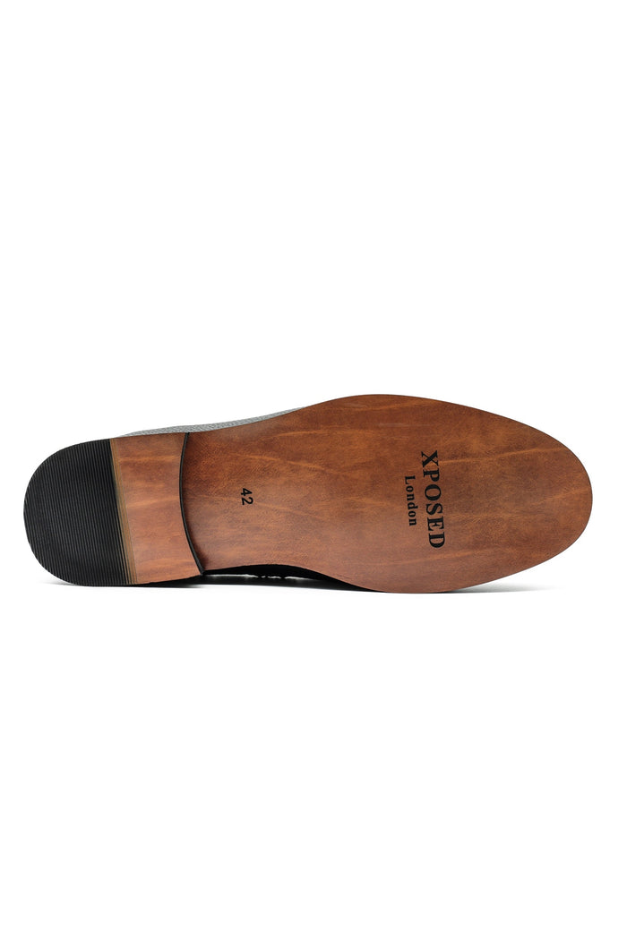 Men’s Navy Faux Leather Tassel Loafers