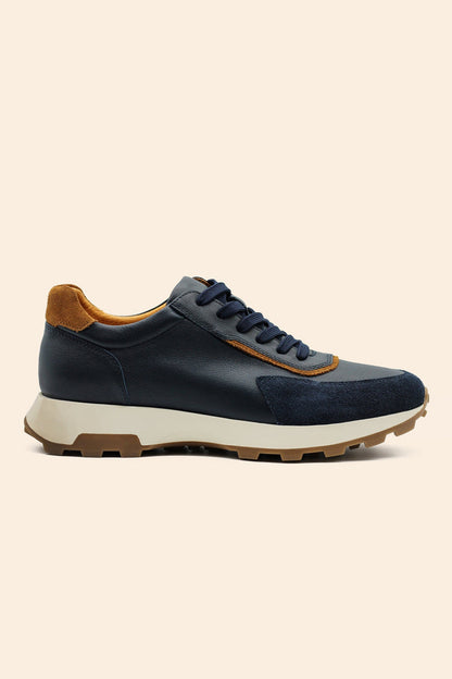 Men’s Navy Real Leather & Suede Trainers