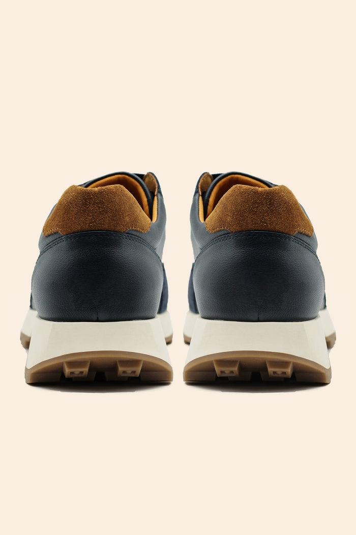 Men’s Navy Real Leather & Suede Trainers