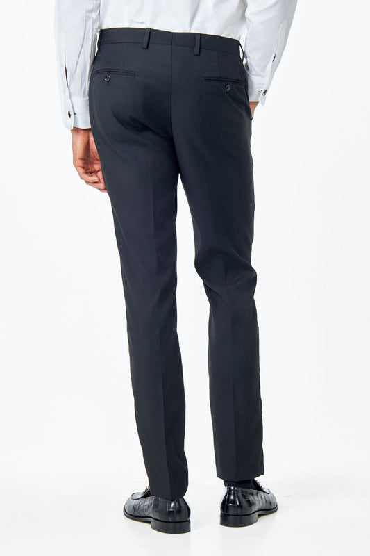 MEN’S PLAIN BLACK SUIT TROUSERS TAILORED FORMAL