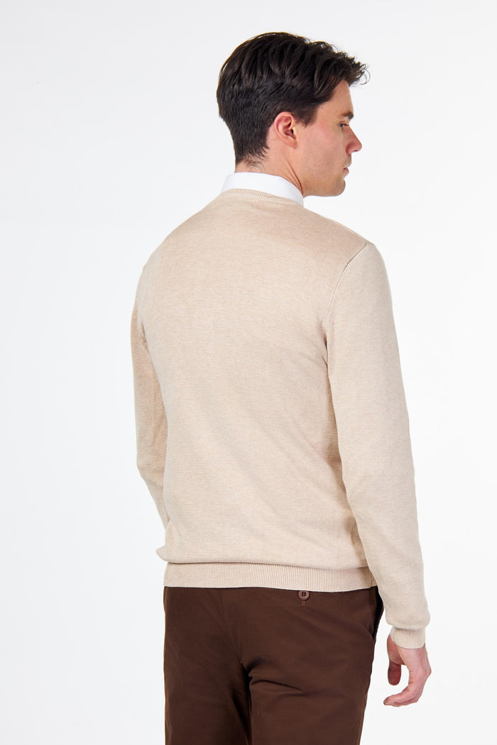 MEN’S PURE COTTON CREAM CREW NECK JUMPER