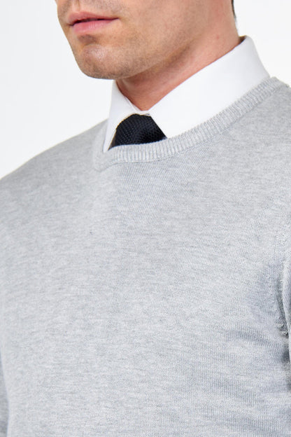 MEN’S PURE COTTON LIGHT GREY CREW NECK JUMPER