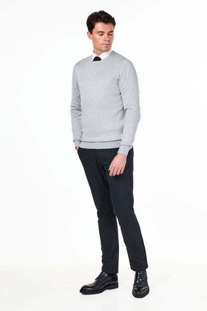 MEN’S PURE COTTON LIGHT GREY CREW NECK JUMPER