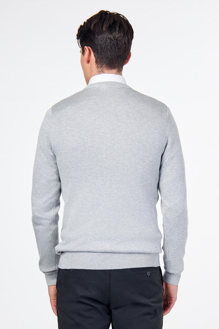 MEN’S PURE COTTON LIGHT GREY CREW NECK JUMPER